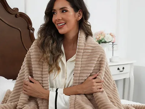 Manta eléctrica de franela acanalada